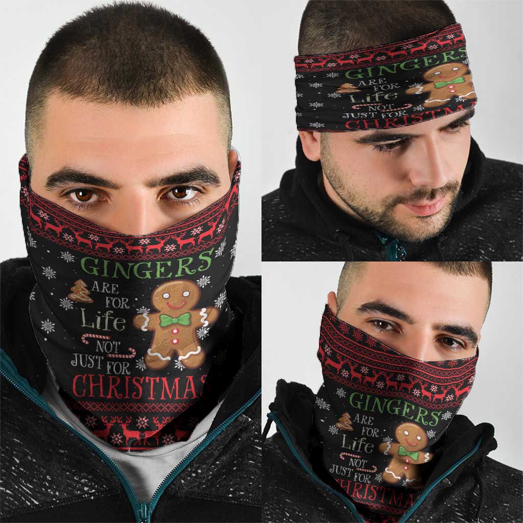 Funny Gingerbread Christmas Neck Gaiter Hoodie with Gingers Are for Life Quote and Snowflake Pattern - Wonder Print Shop