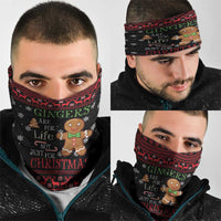 Funny Gingerbread Christmas Neck Gaiter Hoodie with Gingers Are for Life Quote and Snowflake Pattern - Wonder Print Shop