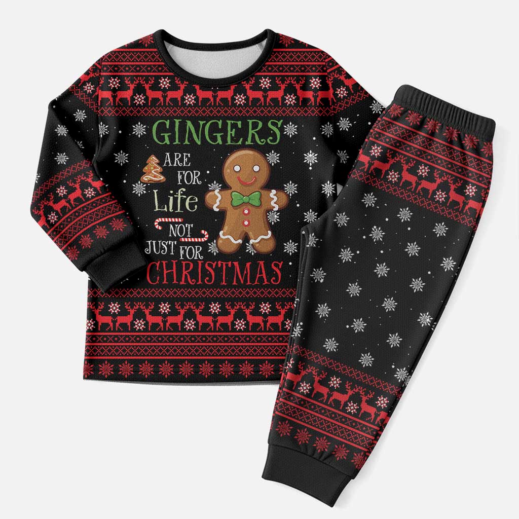 Funny Gingerbread Christmas Pajama Set Hoodie with Gingers Are for Life Quote and Snowflake Pattern - Wonder Print Shop