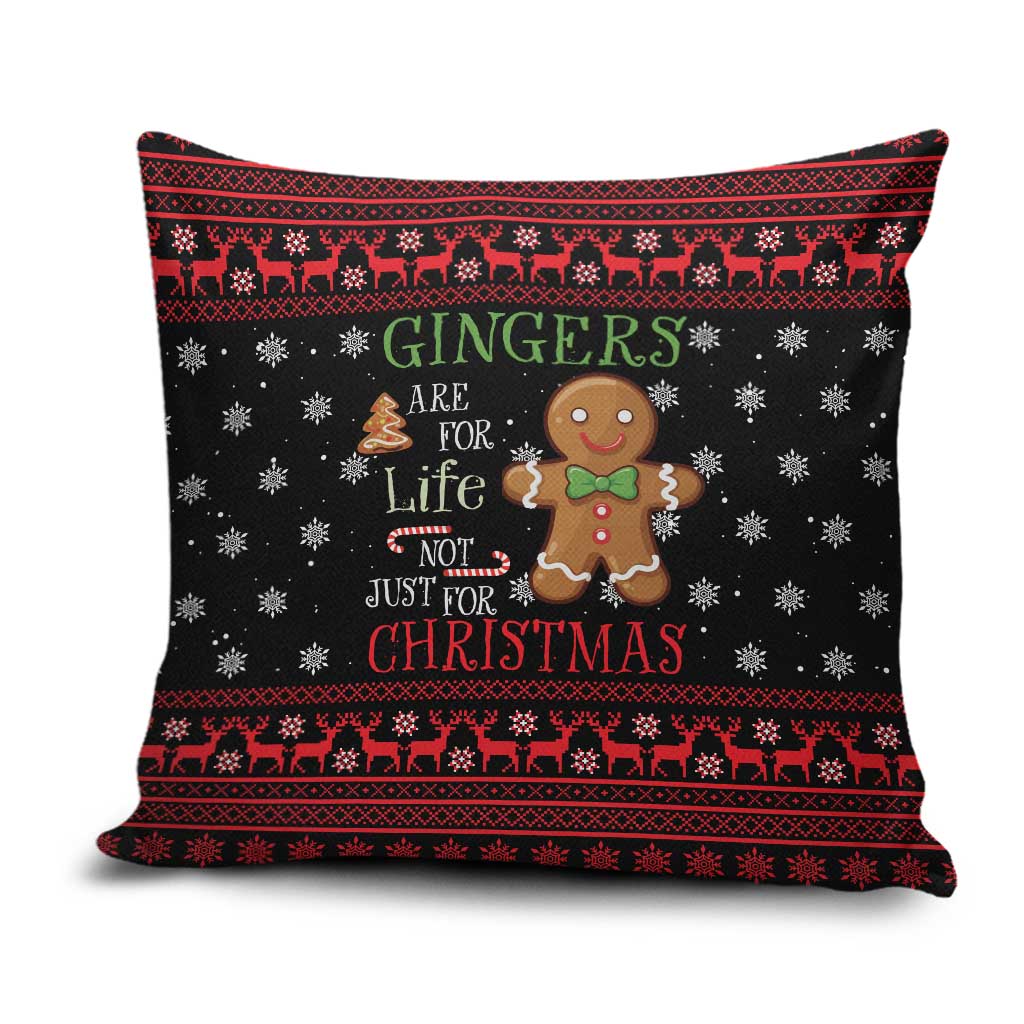 Funny Gingerbread Christmas Pillow Cover Hoodie with Gingers Are for Life Quote and Snowflake Pattern - Wonder Print Shop