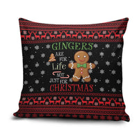 Funny Gingerbread Christmas Pillow Cover Hoodie with Gingers Are for Life Quote and Snowflake Pattern - Wonder Print Shop