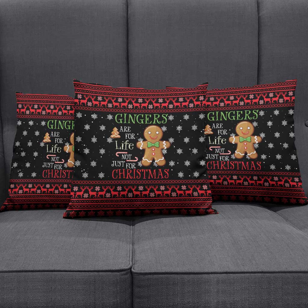 Funny Gingerbread Christmas Pillow Cover Hoodie with Gingers Are for Life Quote and Snowflake Pattern - Wonder Print Shop