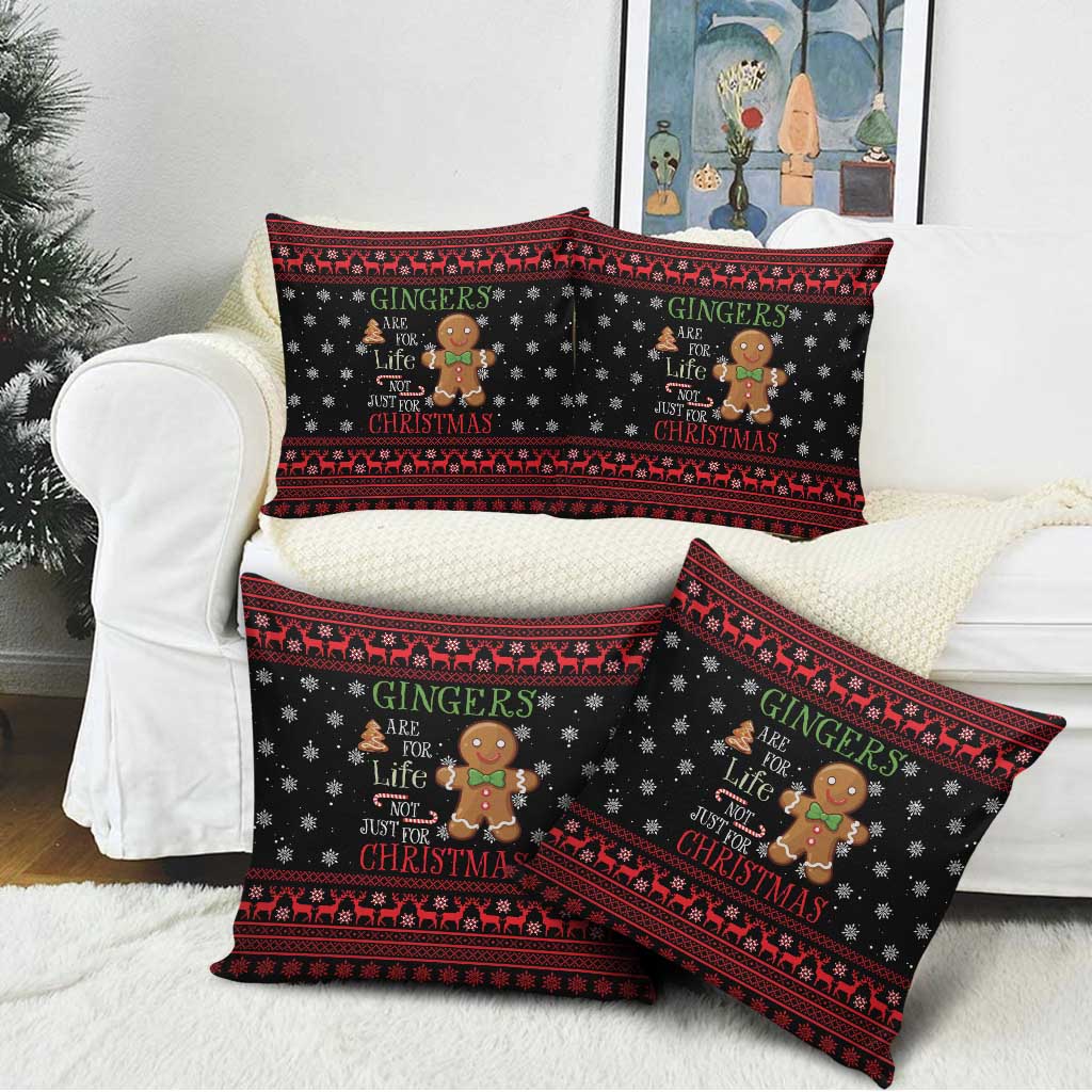 Funny Gingerbread Christmas Pillow Cover Hoodie with Gingers Are for Life Quote and Snowflake Pattern - Wonder Print Shop