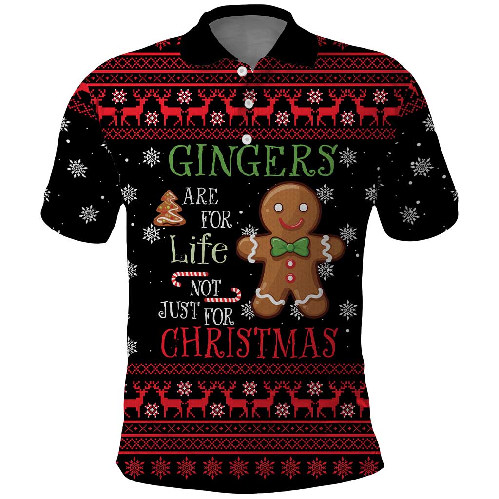 Funny Gingerbread Christmas Polo Shirt Hoodie with Gingers Are for Life Quote and Snowflake Pattern - Wonder Print Shop