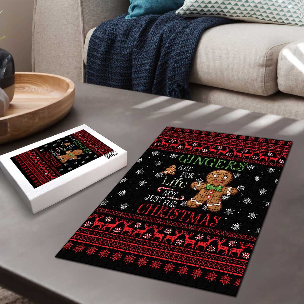 Funny Gingerbread Christmas Puzzle Hoodie with Gingers Are for Life Quote and Snowflake Pattern - Wonder Print Shop