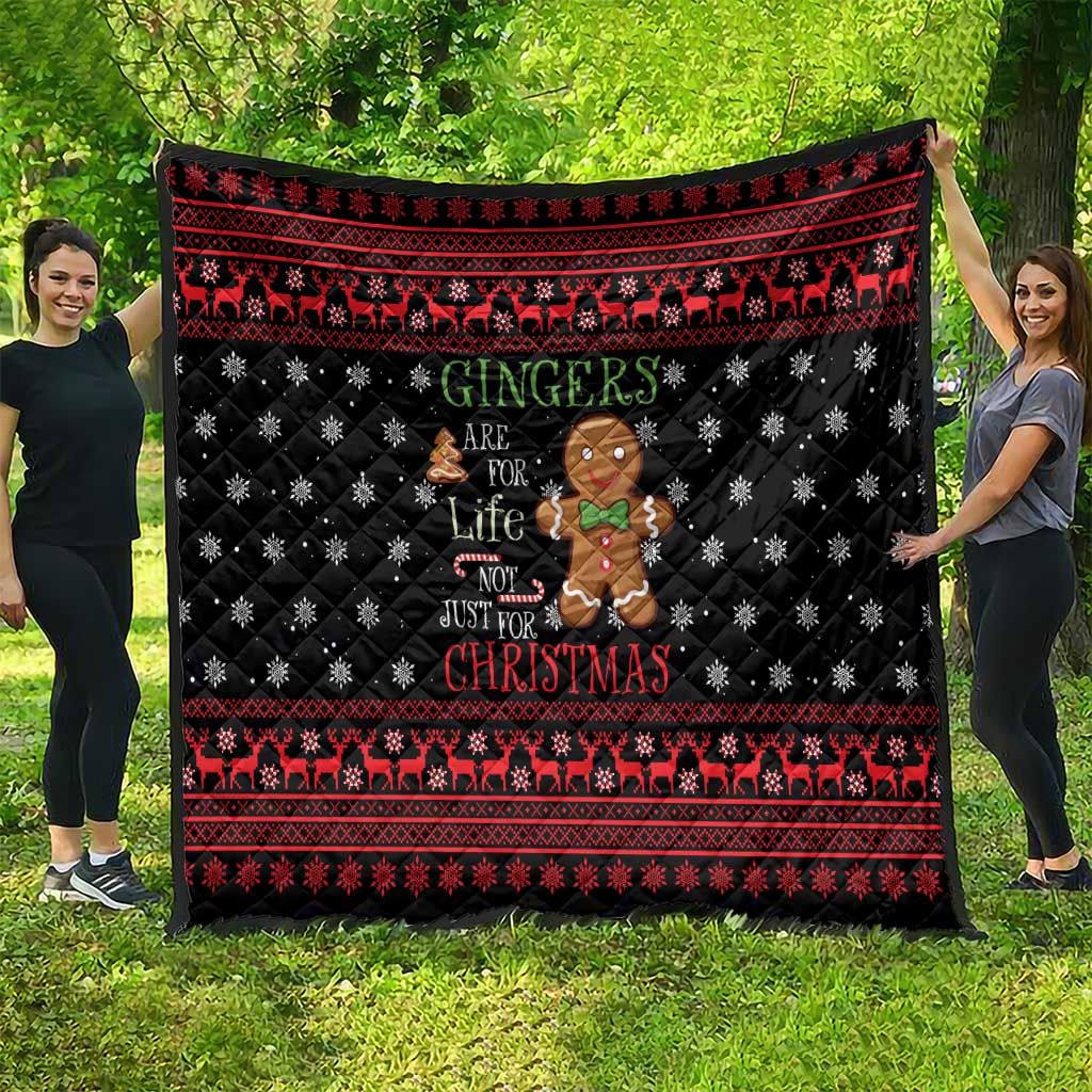 Funny Gingerbread Christmas Quilt Hoodie with Gingers Are for Life Quote and Snowflake Pattern - Wonder Print Shop
