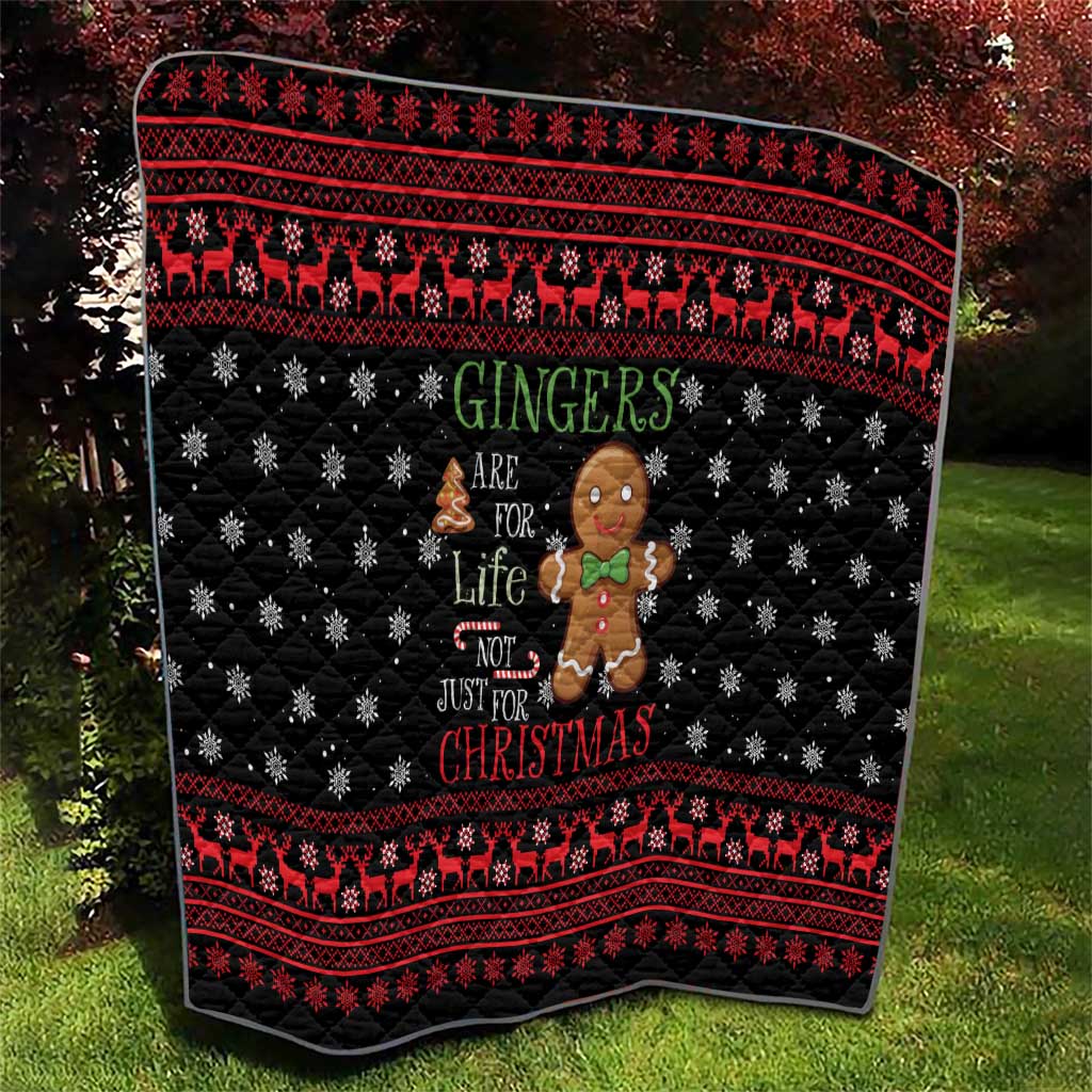 Funny Gingerbread Christmas Quilt Hoodie with Gingers Are for Life Quote and Snowflake Pattern - Wonder Print Shop