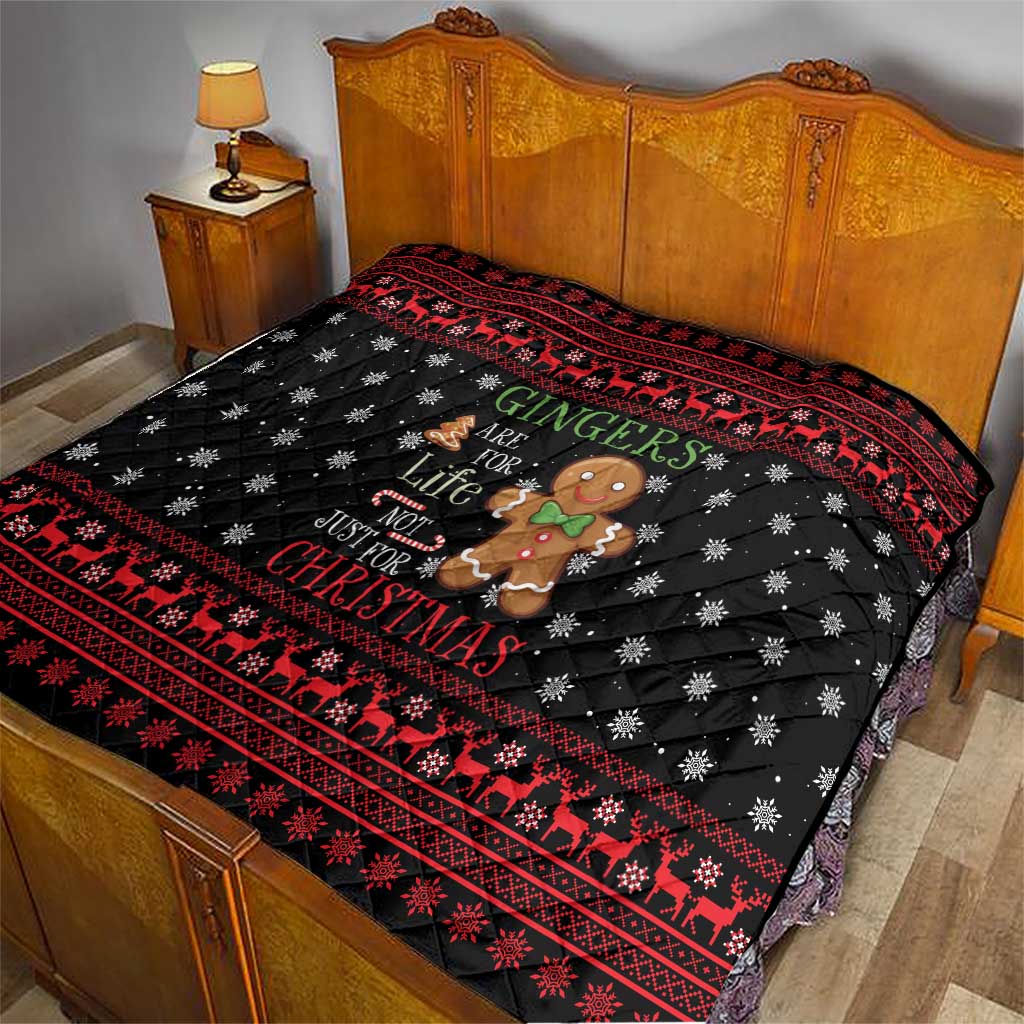 Funny Gingerbread Christmas Quilt Hoodie with Gingers Are for Life Quote and Snowflake Pattern - Wonder Print Shop