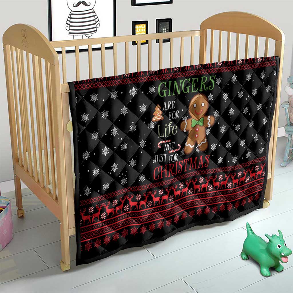 Funny Gingerbread Christmas Quilt Hoodie with Gingers Are for Life Quote and Snowflake Pattern - Wonder Print Shop