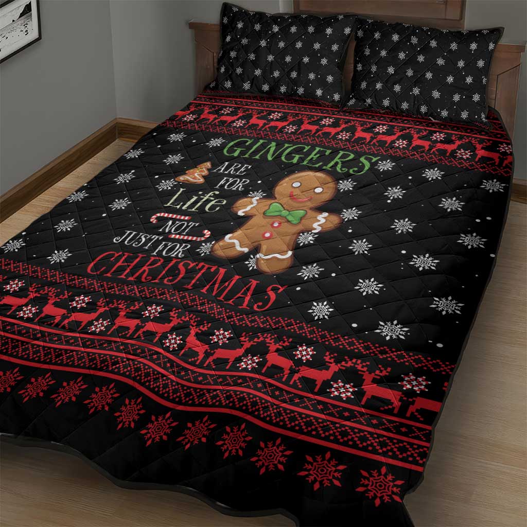 Funny Gingerbread Christmas Quilt Bed Set Hoodie with Gingers Are for Life Quote and Snowflake Pattern - Wonder Print Shop