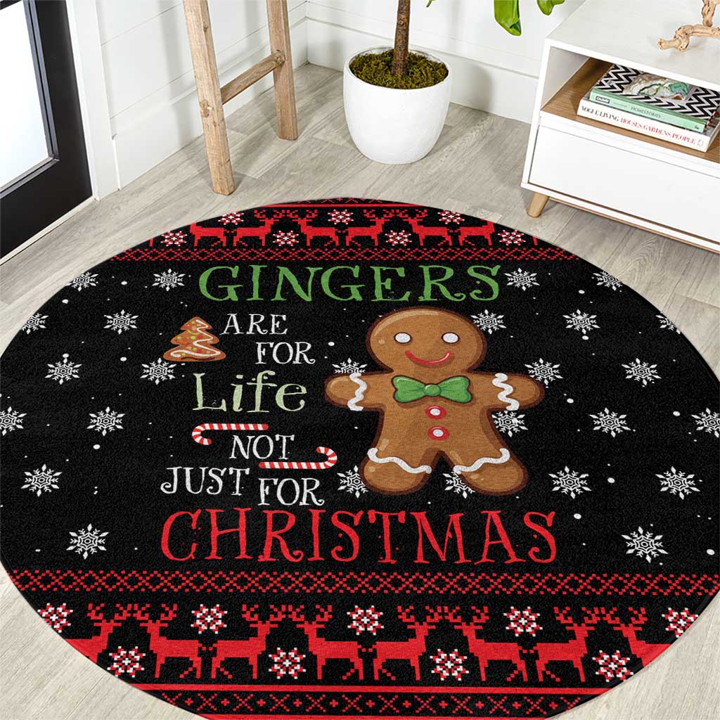 Funny Gingerbread Christmas Round Carpet Hoodie with Gingers Are for Life Quote and Snowflake Pattern - Wonder Print Shop