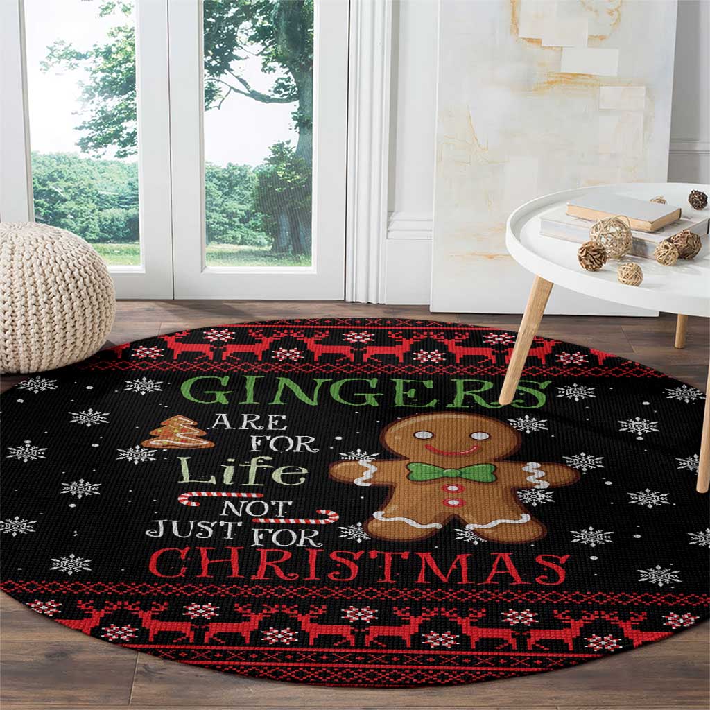 Funny Gingerbread Christmas Round Carpet Hoodie with Gingers Are for Life Quote and Snowflake Pattern - Wonder Print Shop