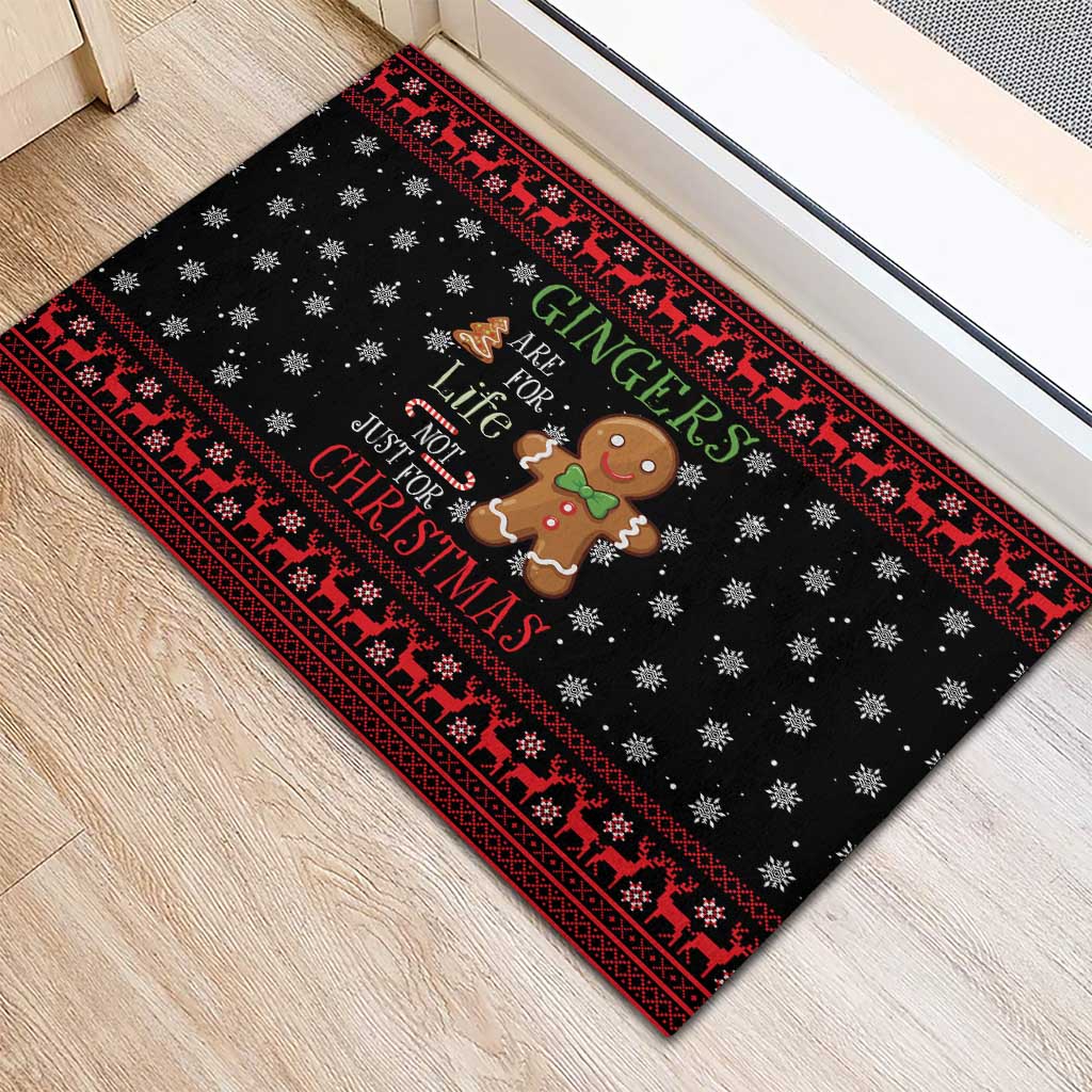 Funny Gingerbread Christmas Rubber Doormat Hoodie with Gingers Are for Life Quote and Snowflake Pattern - Wonder Print Shop