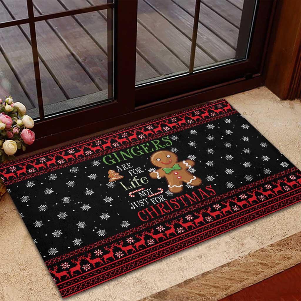 Funny Gingerbread Christmas Rubber Doormat Hoodie with Gingers Are for Life Quote and Snowflake Pattern - Wonder Print Shop