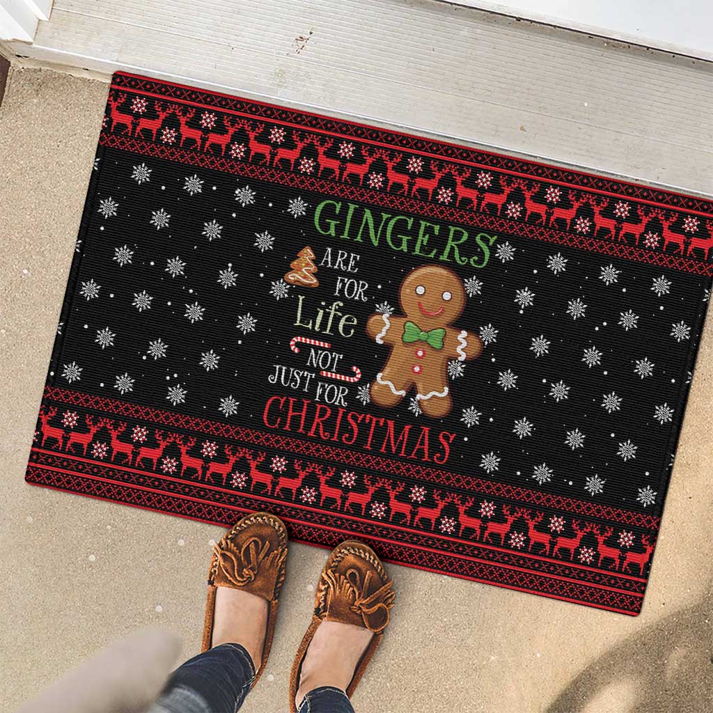 Funny Gingerbread Christmas Rubber Doormat Hoodie with Gingers Are for Life Quote and Snowflake Pattern - Wonder Print Shop