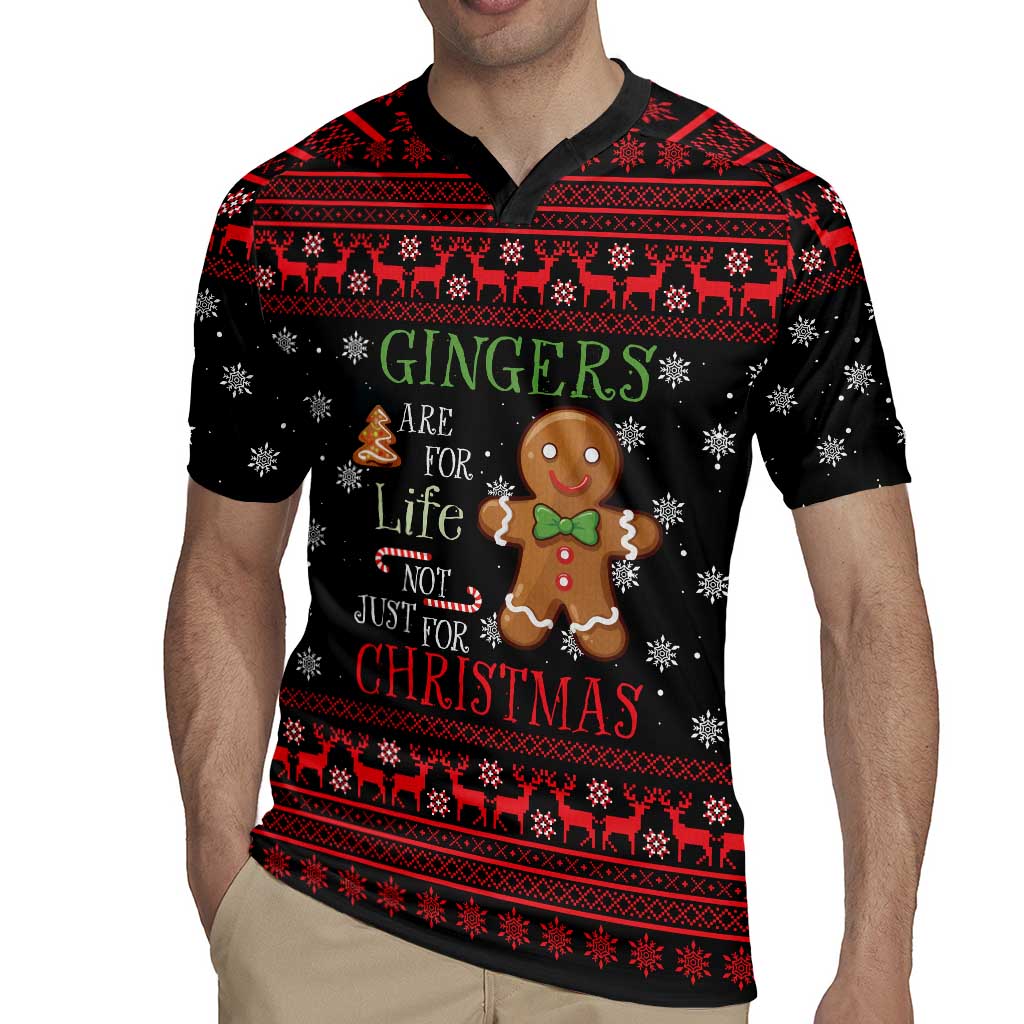 Funny Gingerbread Christmas Rugby Jersey Hoodie with Gingers Are for Life Quote and Snowflake Pattern - Wonder Print Shop