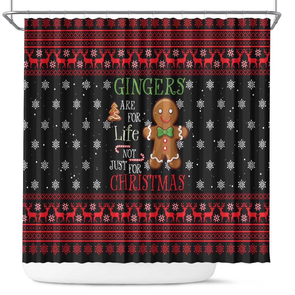 Funny Gingerbread Christmas Shower Curtain Hoodie with Gingers Are for Life Quote and Snowflake Pattern - Wonder Print Shop