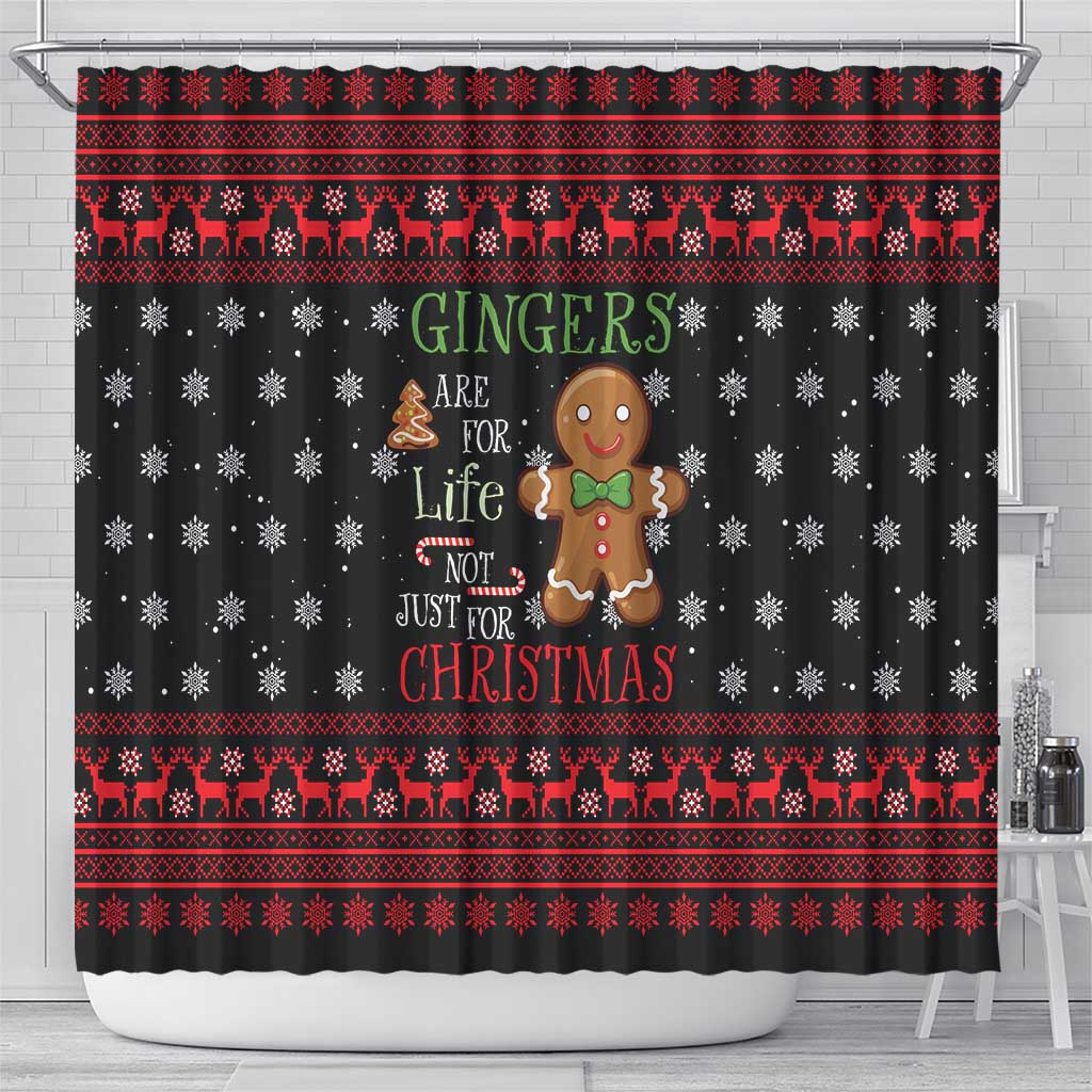 Funny Gingerbread Christmas Shower Curtain Hoodie with Gingers Are for Life Quote and Snowflake Pattern - Wonder Print Shop