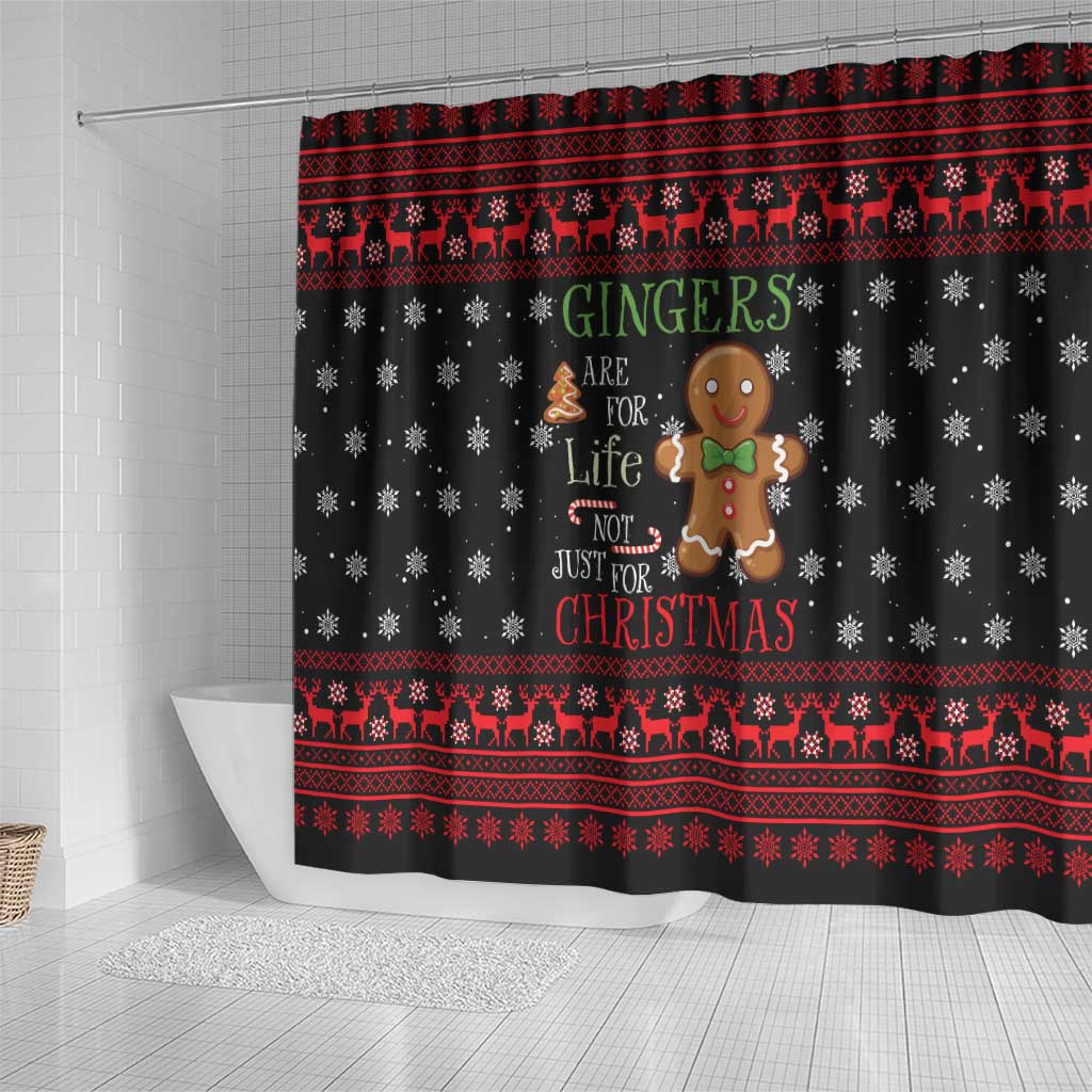 Funny Gingerbread Christmas Shower Curtain Hoodie with Gingers Are for Life Quote and Snowflake Pattern - Wonder Print Shop