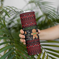 Funny Gingerbread Christmas Skinny Tumbler Hoodie with Gingers Are for Life Quote and Snowflake Pattern - Wonder Print Shop