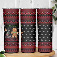 Funny Gingerbread Christmas Skinny Tumbler Hoodie with Gingers Are for Life Quote and Snowflake Pattern - Wonder Print Shop