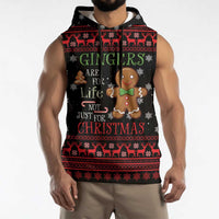 Funny Gingerbread Christmas Sleeveless Hoodie Hoodie with Gingers Are for Life Quote and Snowflake Pattern - Wonder Print Shop