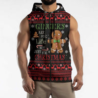 Funny Gingerbread Christmas Sleeveless Zip Hoodie Hoodie with Gingers Are for Life Quote and Snowflake Pattern - Wonder Print Shop