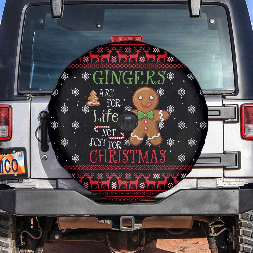 Funny Gingerbread Christmas Spare Tire Cover Hoodie with Gingers Are for Life Quote and Snowflake Pattern - Wonder Print Shop