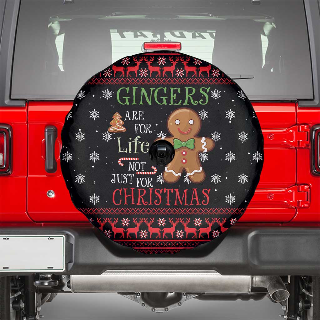 Funny Gingerbread Christmas Spare Tire Cover Hoodie with Gingers Are for Life Quote and Snowflake Pattern - Wonder Print Shop