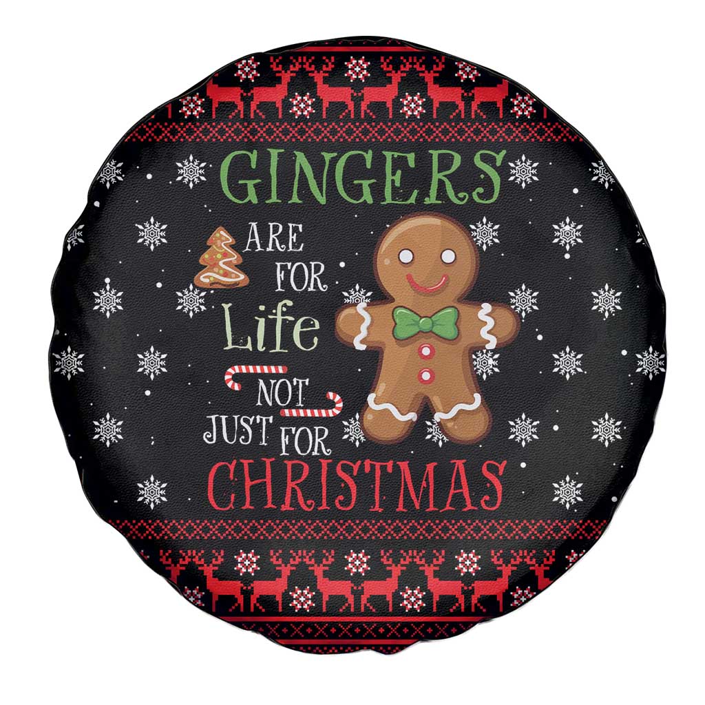 Funny Gingerbread Christmas Spare Tire Cover Hoodie with Gingers Are for Life Quote and Snowflake Pattern - Wonder Print Shop