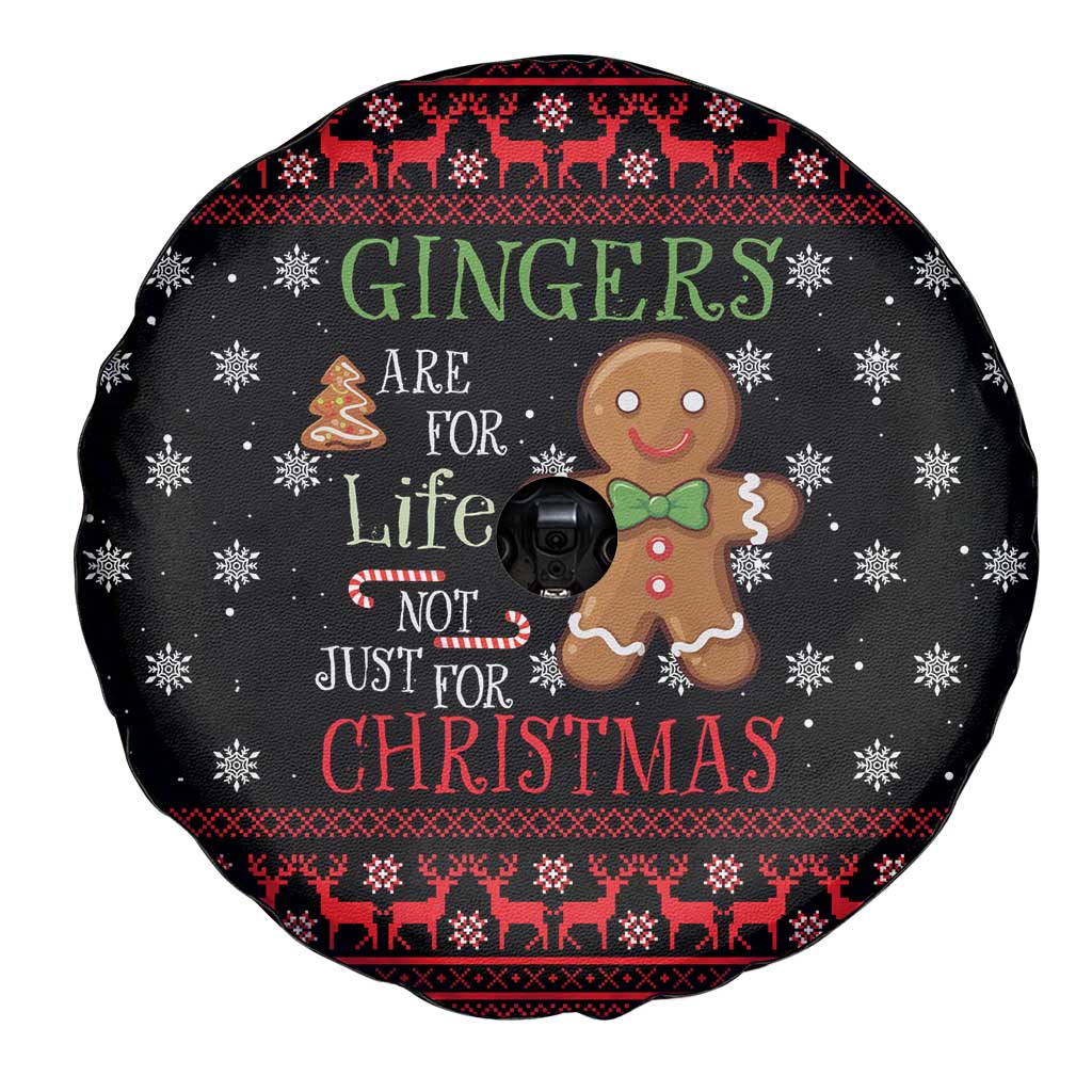 Funny Gingerbread Christmas Spare Tire Cover Hoodie with Gingers Are for Life Quote and Snowflake Pattern - Wonder Print Shop