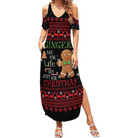 Funny Gingerbread Christmas Summer Maxi Dress Hoodie with Gingers Are for Life Quote and Snowflake Pattern - Wonder Print Shop