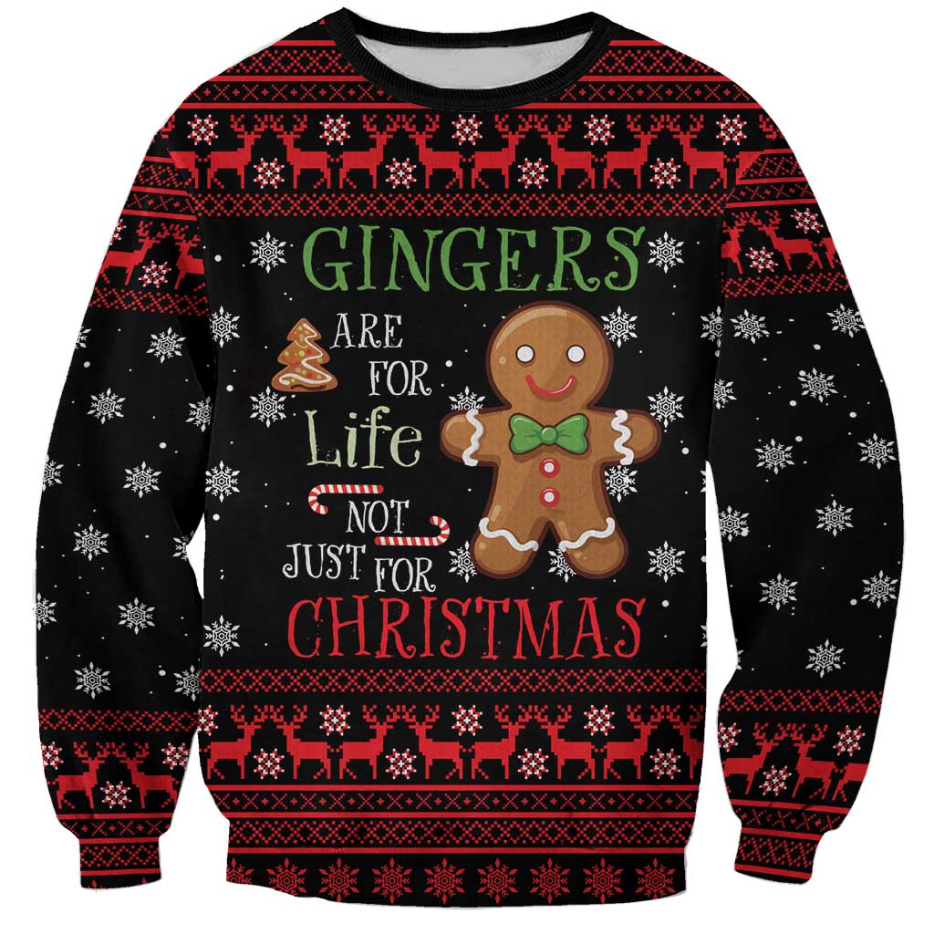 Funny Gingerbread Christmas Sweatshirt Hoodie with Gingers Are for Life Quote and Snowflake Pattern - Wonder Print Shop