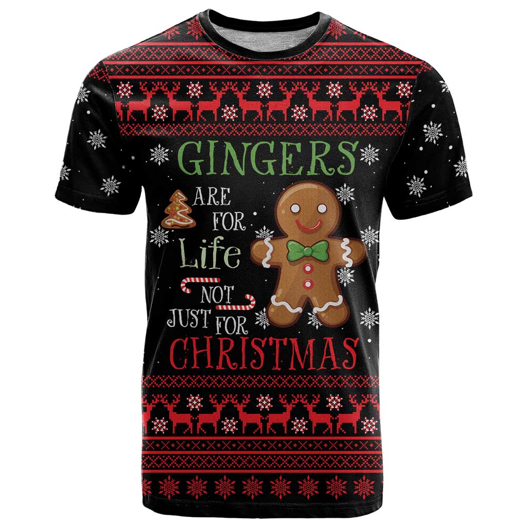 Funny Gingerbread Christmas T Shirt Hoodie with Gingers Are for Life Quote and Snowflake Pattern - Wonder Print Shop