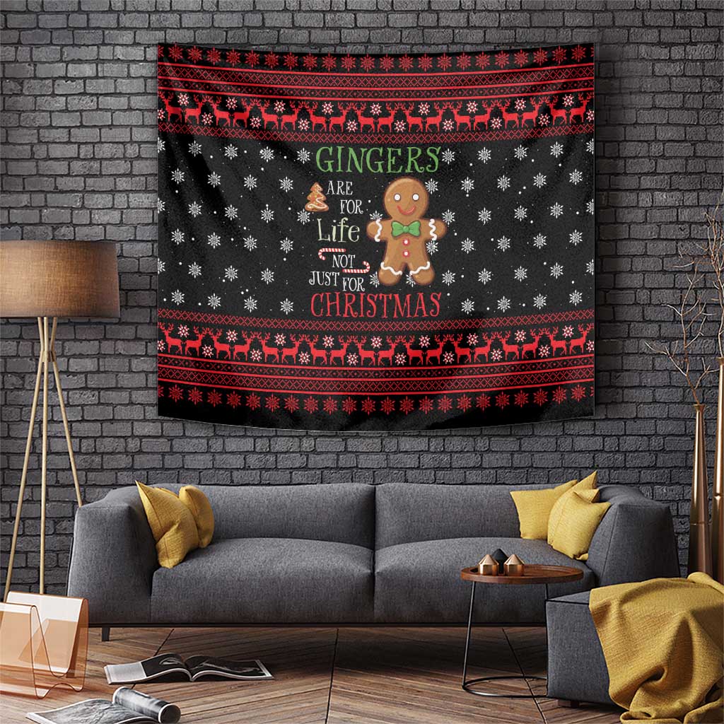 Funny Gingerbread Christmas Tapestry Hoodie with Gingers Are for Life Quote and Snowflake Pattern - Wonder Print Shop