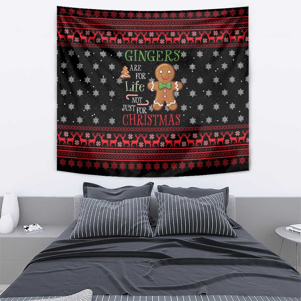 Funny Gingerbread Christmas Tapestry Hoodie with Gingers Are for Life Quote and Snowflake Pattern - Wonder Print Shop