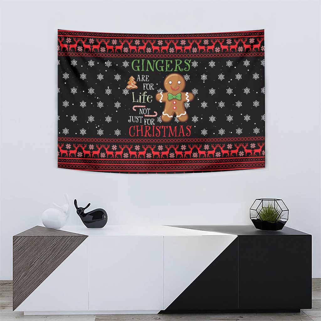 Funny Gingerbread Christmas Tapestry Hoodie with Gingers Are for Life Quote and Snowflake Pattern - Wonder Print Shop