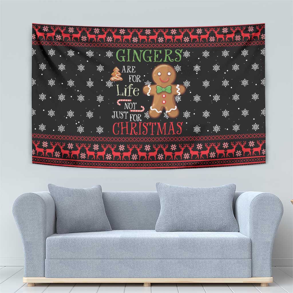 Funny Gingerbread Christmas Tapestry Hoodie with Gingers Are for Life Quote and Snowflake Pattern - Wonder Print Shop