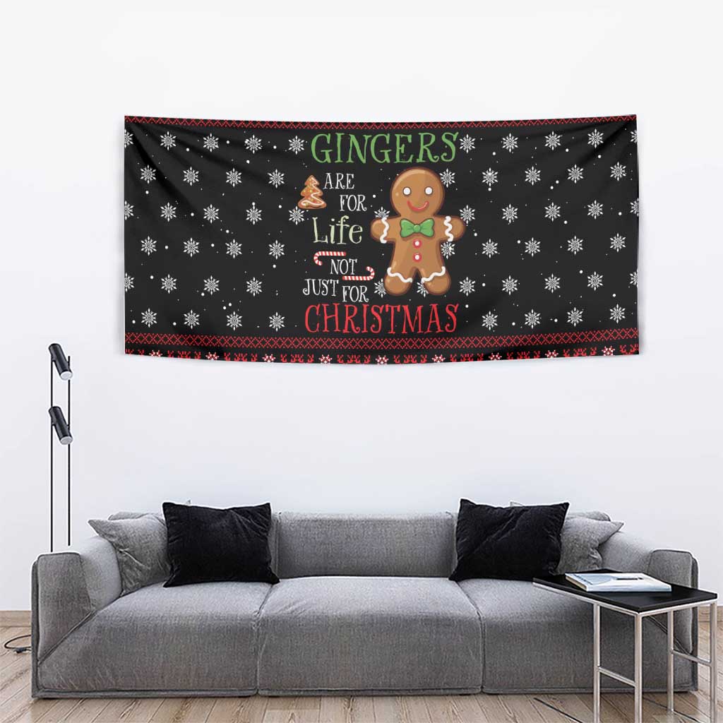 Funny Gingerbread Christmas Tapestry Hoodie with Gingers Are for Life Quote and Snowflake Pattern - Wonder Print Shop