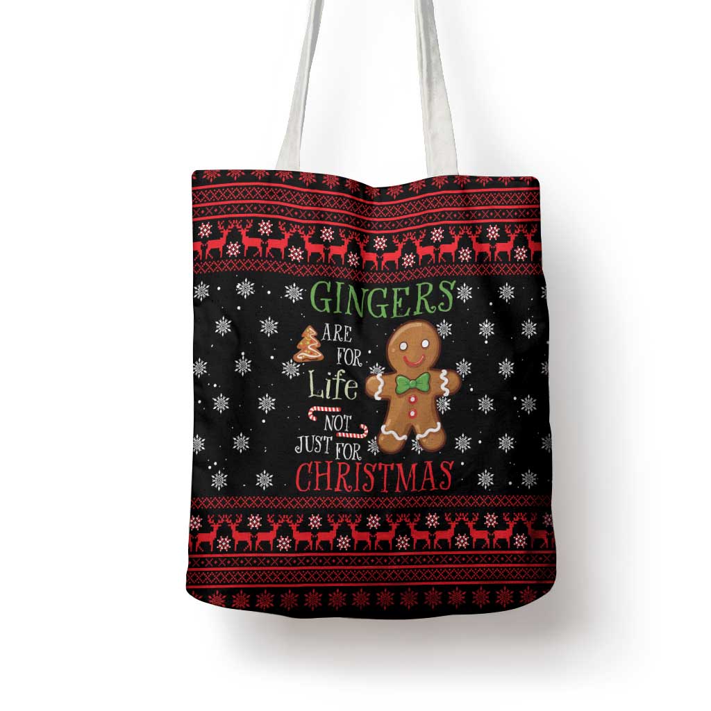 Funny Gingerbread Christmas Tote Bag Hoodie with Gingers Are for Life Quote and Snowflake Pattern - Wonder Print Shop