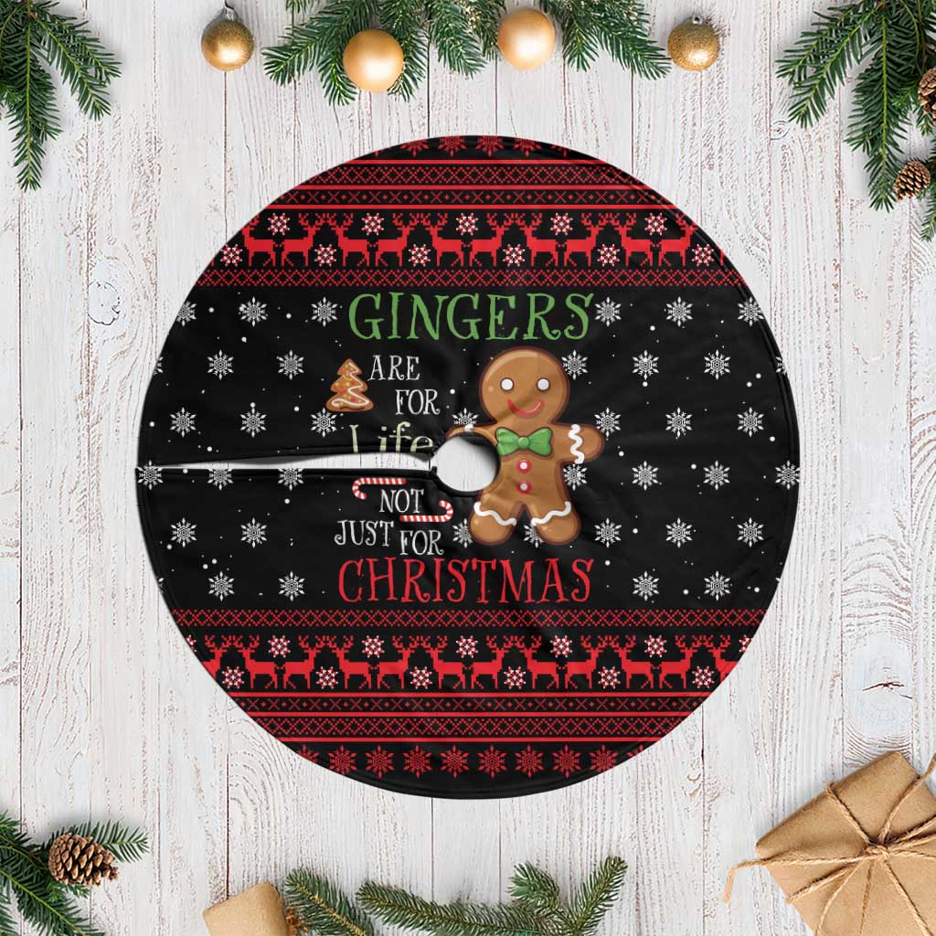 Funny Gingerbread Christmas Tree Skirt Hoodie with Gingers Are for Life Quote and Snowflake Pattern - Wonder Print Shop