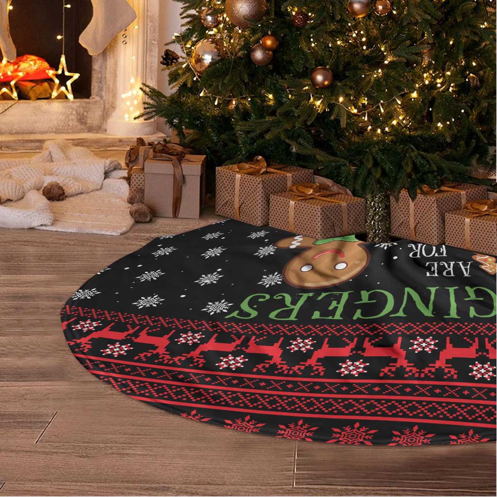 Funny Gingerbread Christmas Tree Skirt Hoodie with Gingers Are for Life Quote and Snowflake Pattern - Wonder Print Shop