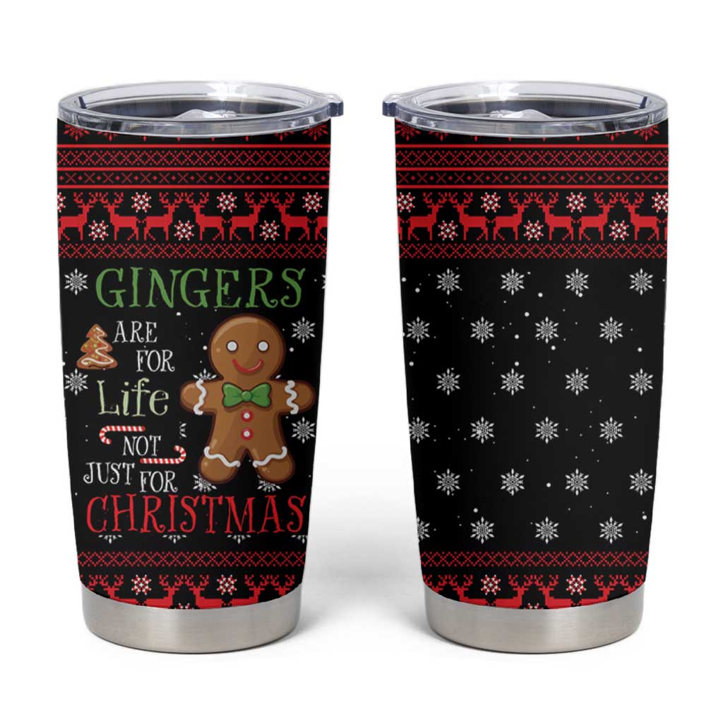 Funny Gingerbread Christmas Tumbler Cup Hoodie with Gingers Are for Life Quote and Snowflake Pattern - Wonder Print Shop