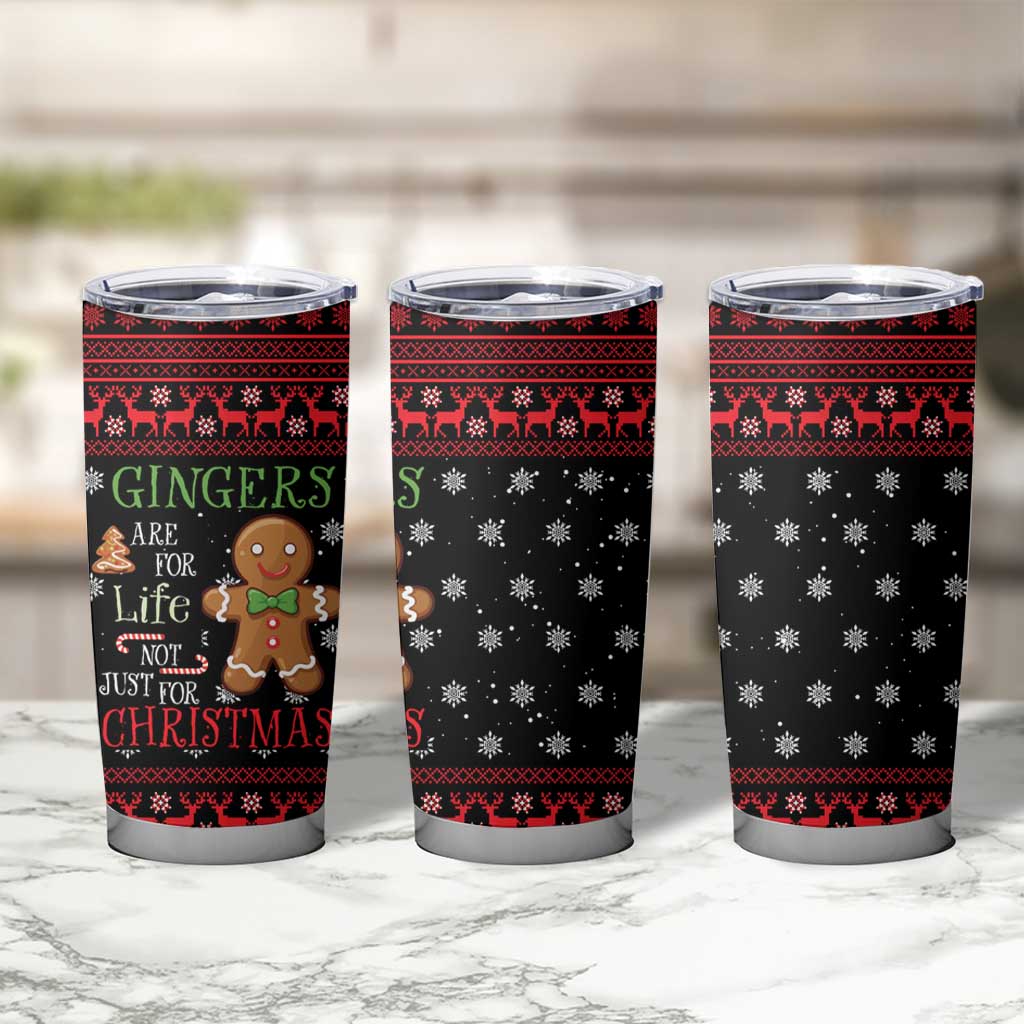 Funny Gingerbread Christmas Tumbler Cup Hoodie with Gingers Are for Life Quote and Snowflake Pattern - Wonder Print Shop