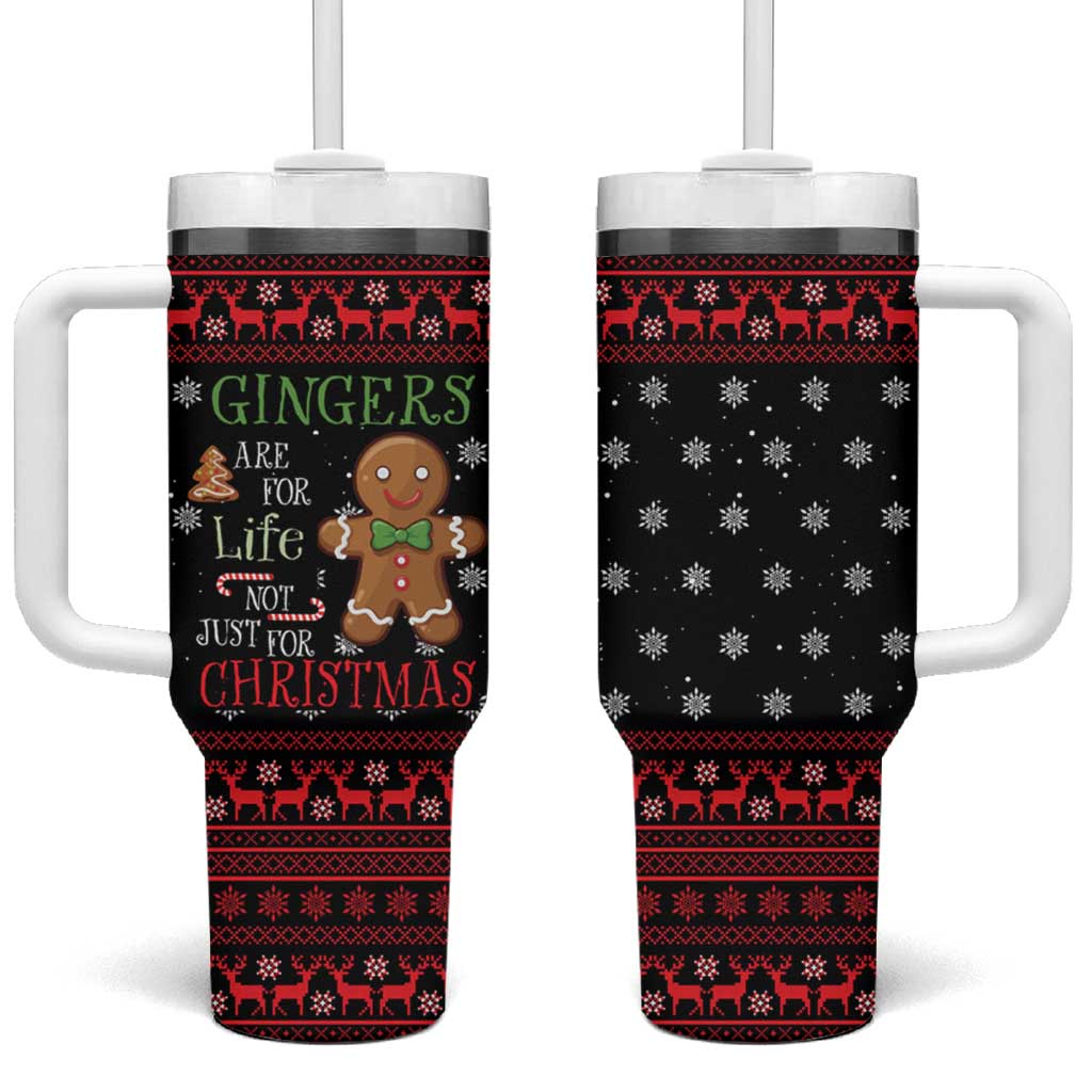 Funny Gingerbread Christmas Tumbler With Handle Hoodie with Gingers Are for Life Quote and Snowflake Pattern - Wonder Print Shop