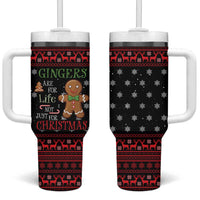 Funny Gingerbread Christmas Tumbler With Handle Hoodie with Gingers Are for Life Quote and Snowflake Pattern - Wonder Print Shop