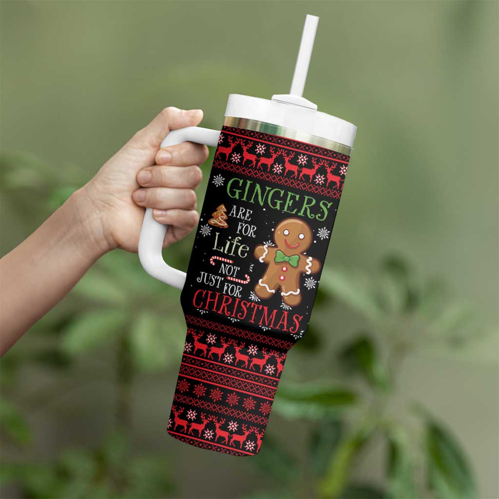 Funny Gingerbread Christmas Tumbler With Handle Hoodie with Gingers Are for Life Quote and Snowflake Pattern - Wonder Print Shop