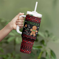 Funny Gingerbread Christmas Tumbler With Handle Hoodie with Gingers Are for Life Quote and Snowflake Pattern - Wonder Print Shop