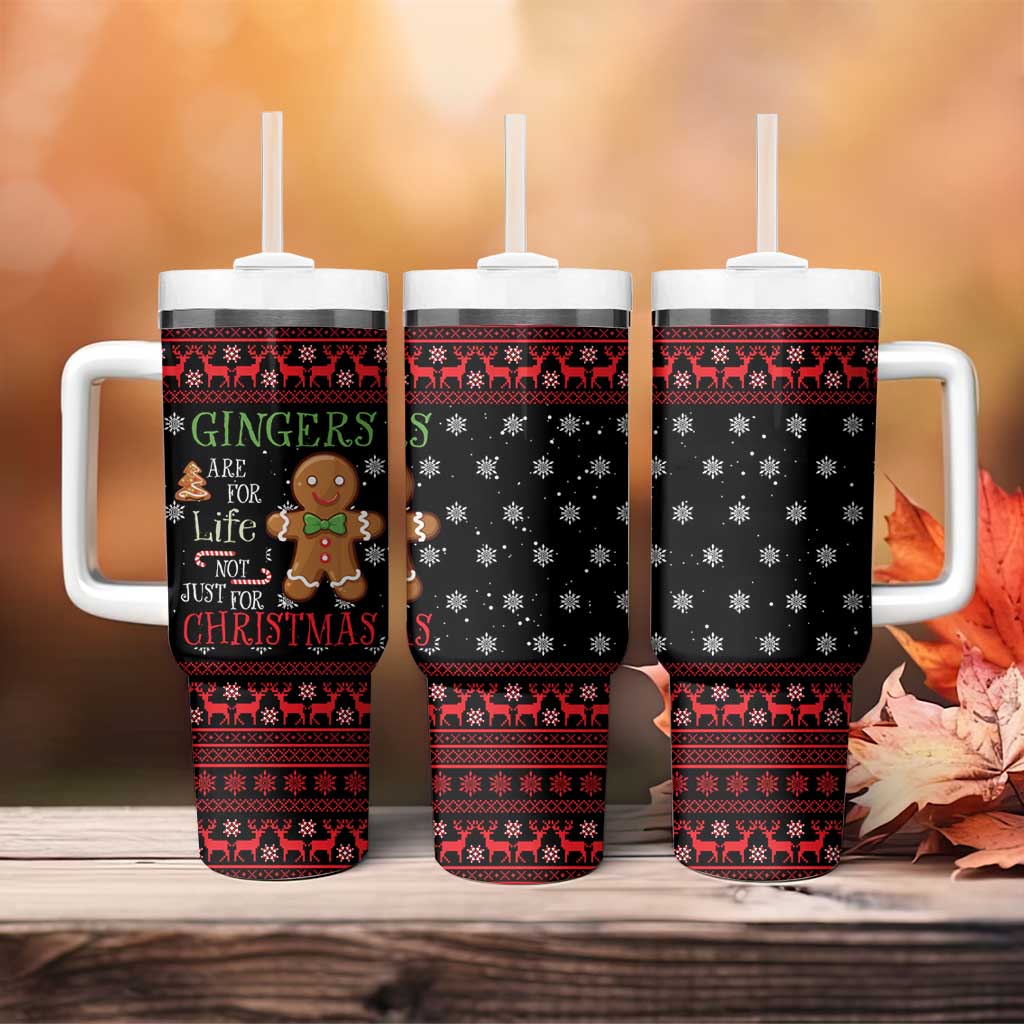 Funny Gingerbread Christmas Tumbler With Handle Hoodie with Gingers Are for Life Quote and Snowflake Pattern - Wonder Print Shop