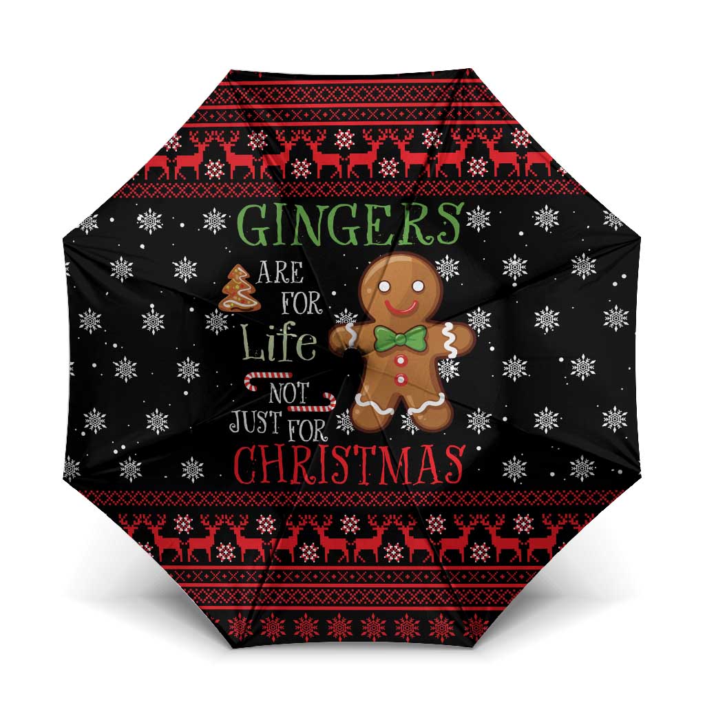 Funny Gingerbread Christmas Umbrella Hoodie with Gingers Are for Life Quote and Snowflake Pattern - Wonder Print Shop